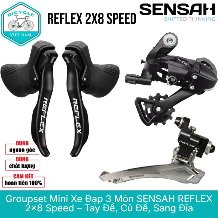 Groupset Mini 3 Món SENSAH REFLEX – 2x8 Tốc Độ (Tay đề, Củ đề, Sang đĩa ...