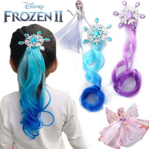 Gradient Frozen Princess Kids Hair Accessories Cartoon Elsa Princess Hair Accessories Braided Hair Rope Barrette Children Gifts