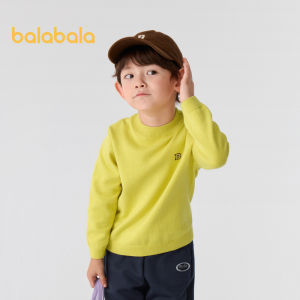 Balabala เสื้อสเวตเตอร์สำหรับเด็กเสื้อกันหนาวสำหรับเด็กผู้ชายและเด็กผู้หญิงเสื้อกันหนาวถักคอสูงเรียบง่ายใหม่สำหรับฤดูหนาวฤดูใบไม้ร่วง