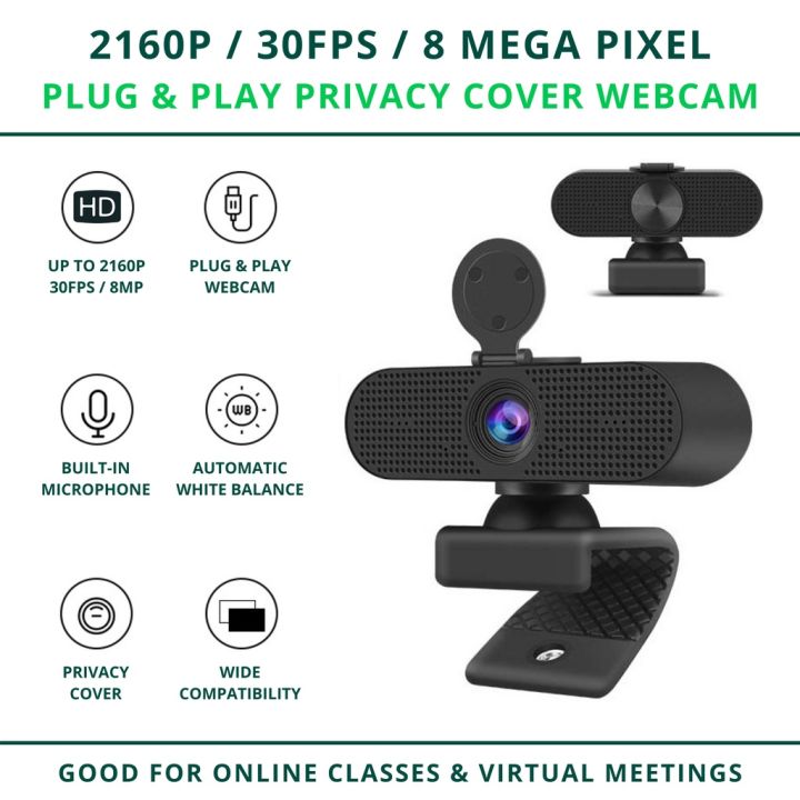 cam 4K 2K 1080P Full HD 30FPS cam Privacy Cover 2160P 8MP Plug and Play cam Lazada PH