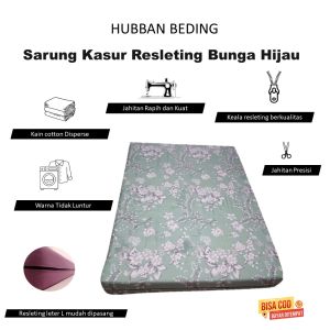 Cover Busa Sarung Busa Resleting Bahan Cotton Motif Bunga Waena Hijau Sage All Size dan Custom Size