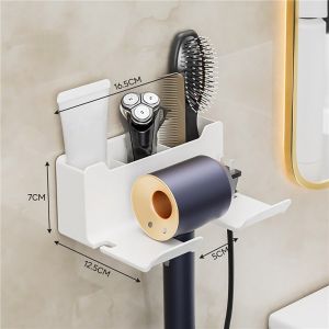 Storage Holder Hair Dryer Holder Wall Mounted Rack Bathroom Shelf Storage Shelves Accessories Shelves Hair Brush Storage Bracket