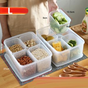 Cute-Ghost  พร้อมส่ง กล่องเก็บของในตู้เย็น 4ช่อง พร้อมฝาปิด ปิดผนึก รักษาความสด