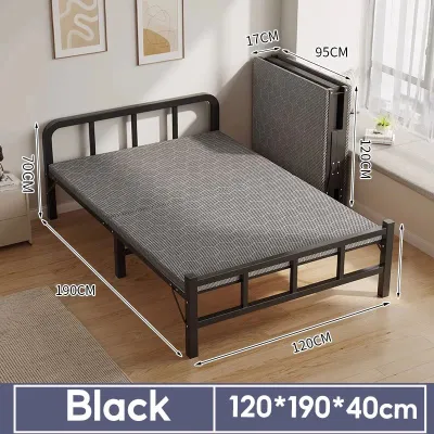 Metal Folding Bed Single Foldable Portable Bedroom Black/White Folding Bed Single Heavy Duty Bed Frame