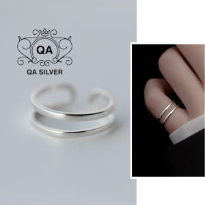 Nhẫn bạc 925 form nhỏ ngón út hai tầng nữ trơn midi tối giản S925 LAYER QA SILVER Ring RI220501