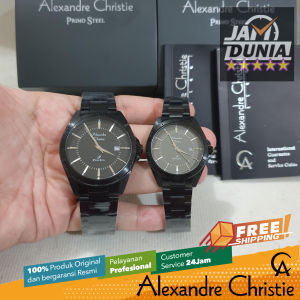 JAM COUPLE ORIGINAL ALEXANDRE CHRISTIE AC1011 JAM AC 1011 Full black - Stainless Steel - JAM TANGAN PRIA JAM TANGAN WANITA + JAM TANGAN PASANGAN ALEXANDRE CHRISTIE ORIGINAL S003