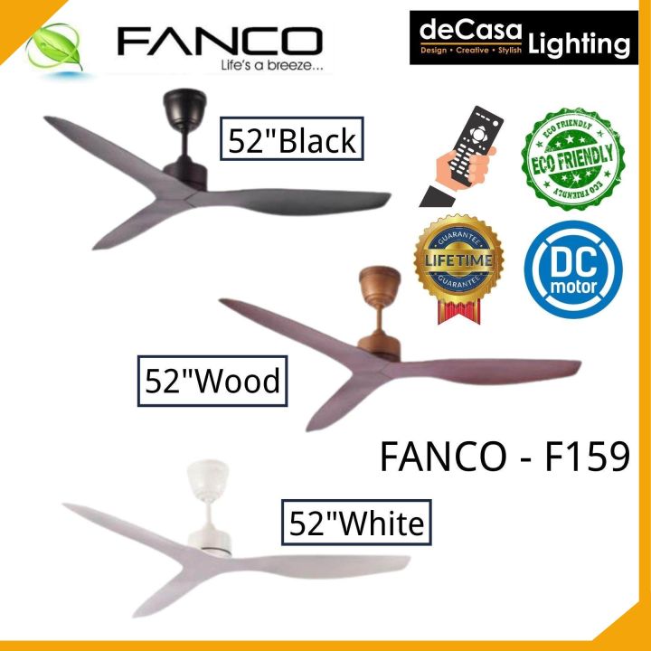 FANCO FAN DC MOTOR CEILING FAN 52" (MOTOR LIFE TIME WARRANTY) 3 BLADE