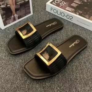 Sandal 7047 Wanita Flat Model Kotak Sol Kekinian Flat Shoes Elastis Fashion Sendal Slop Wanita Polos Simpel PST