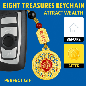 Keychain pendant Yellow God of Wealth eight treasures hand-woven rope pendant compass necklace pendant