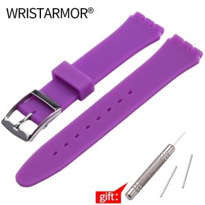 Silicone Strap Suitable for Swatch 17mm 19mm Waterproof Rubber Wrist Bracelet Watchband Accessories With Tools