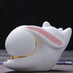 RGFV Cute Cat Incense Burner Holder Ceramic Handmade Craft Incense Stick Holder Ornaments Decorative Rabbit Shaped Tea Pet Home Decor