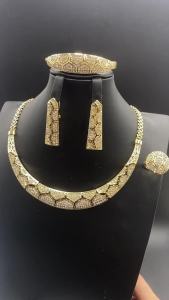 Sunny Jewelry Bridal Wedding Set Acorite Zircon Classic Gold Plated Earrings Necklace Bracelet Ring For Women Gift Anniversary