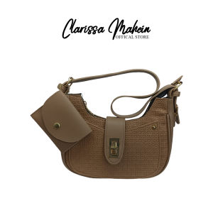 CLARISSA MAHEIN Tas Wanita Shoulder Bag Selempang Model Kekinian Tas Slingbag Tas Slempang Korean Style bahan Tikar Jessica CMSBB012M