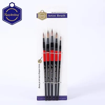 Bộ 5 cọ Keep Smiling thân đỏ đen - Cọ vẽ Màu Acrylic Màu Nước