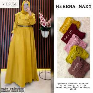 Baju Muslim Gamis Dewasa Herena Maxy Bahan Crinkle Airflow Premium Busana Wanita Modern | GOODSAJI HIJABSTUFF
