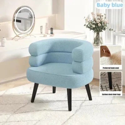 Accent Chair Nordic Sherpa Upholstered Curved Backrest Living Room Bedroom Office Soft Comfortable Stylish