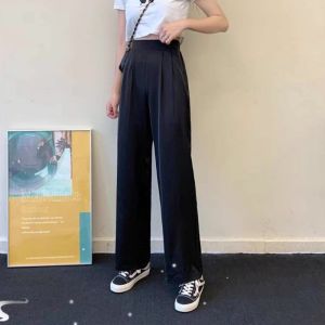 Seluar Wanita High-end Mid Waist Straight Tube Loose Casual Womens Suit Pants
