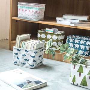 Foldable Canvas Desktop Basket Storage Box Fabric Basket Organizer Hamper