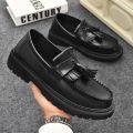 ALVIN Korea Fashion Loafers For Men Casual Leather Loafers Black Leather Shoes School Shoes men high school#8958. 