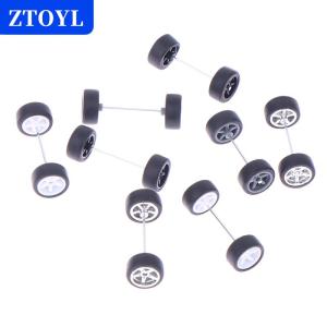 [COD]🔥🔥🔥ZTOYL 1Set DIY Racing 1:64 Car Wheels For Rubber Tire With Wheel Axle Model Modified Part