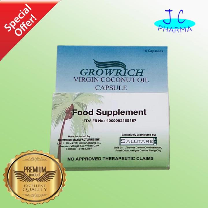 GROWRICH Virgin Coconut Oil capsules 500mg (10 capsules) Lazada PH