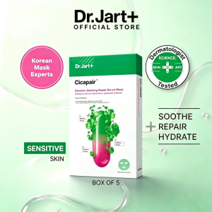 (5pc/Box) Dr Jart Cicapair Intensive Soothing Repair Serum Sheet Face Mask | Calm Redness & Hydrate | For Sensitive Skin