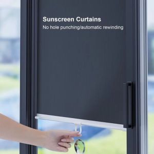 MODERNLUX With Suction Cup Roller Blinds Retractable Portable Roll Curtain Shutter Black Black Out Blinds Window