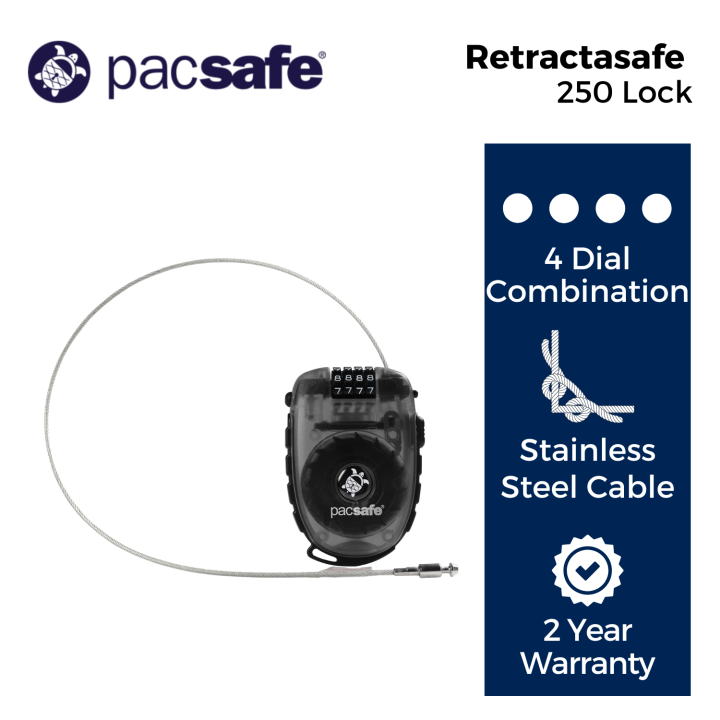 Pacsafe Retractasafe 250 4-Dial Retractable Cable Lock