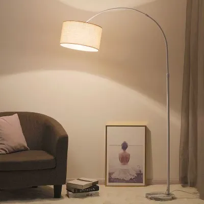 Fishing Floor Lamp Light Living Room Bedroom Bedside Table Lamp Adjustable Marble Base