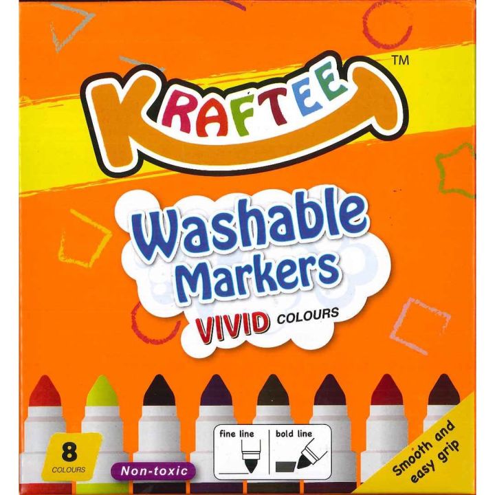 Kraftee Washable Markers Vivid Colour Lazada