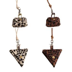 Fashionable Leather Necklace Bag for Earphone Protective and Holding Perfect for Outdoor Activities Daily Use