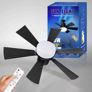 Celling Fan Light with Remote Inverter Mini Ceiling Fan 5 Blades Flower Fan Light Modern Design For Living Room Bedroom Dining Kitchen Garage Chandelier with Ceiling Fan Silent E27 Socket Ceiling Fan White
