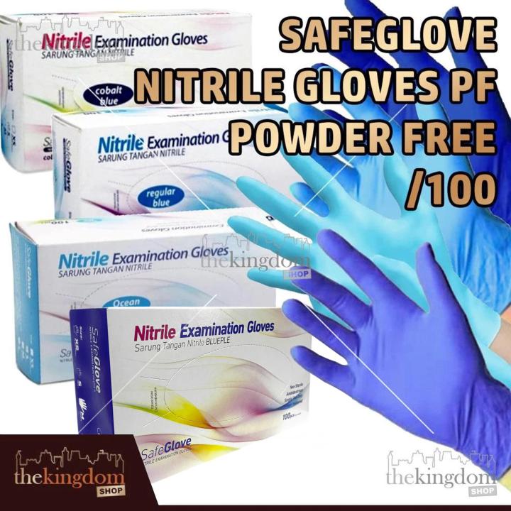 SafeGlove Nitrile Gloves PF Powder Free Handscoon Bluple Blueple