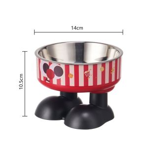 AimayaPet Cute Pet High Footed Bowl Neck Protection Cat Dog Feeding And Water Bowl High-legged Anti Slip And Anti Stainless Steel Pet Bowl