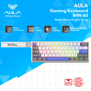 AULA Keyboard Gaming Keyboard WIN 60 HE MAX - Magnetic Switch 60% Layout RGB Lighting PBT Keycaps Metal Plate Wired Connection - Garansi 1 Tahun