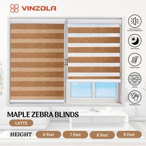 [Vinzola] Maple Woodlook Latte Korea Zebra Blinds Cord Pulley / Langsir Bidai Korea / Height 6ft / 7ft / 8ft / 9ft