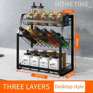 Punch-free Stainless Steel Kitchen Rack Rak Serbaguna Kitchen Storage Multifunctional Kitchen Seasoning Seasoning Rack Oil Salt Sauce Vinegar Household  Storage Rack/O12