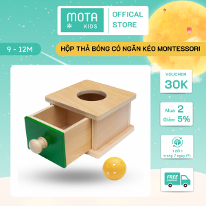 [MPL03010 - Mota Montessori] Đồ chơi montessori Hộp thả bóng có ngăn kéo cho bé 9-12 tháng phát triển tư duy và vận động - Hàng chính hãng