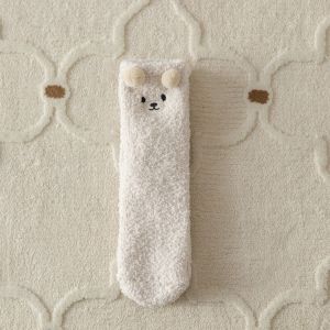 YOCKY Comfortable Sweet Coral Fleece Korean Style Mid-Tube Thermal Warm Home Sleep Socks Calf Socks Women Hosiery Cute Dog Socks