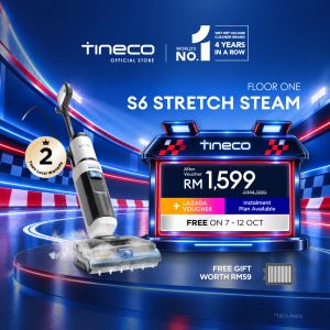 【15x BOOST STEAM & 99.9% SANITIZE】Tineco Floor One S6 Stretch Steam 160°C Wet Dry Vacuum Cleaner | 22 kPa