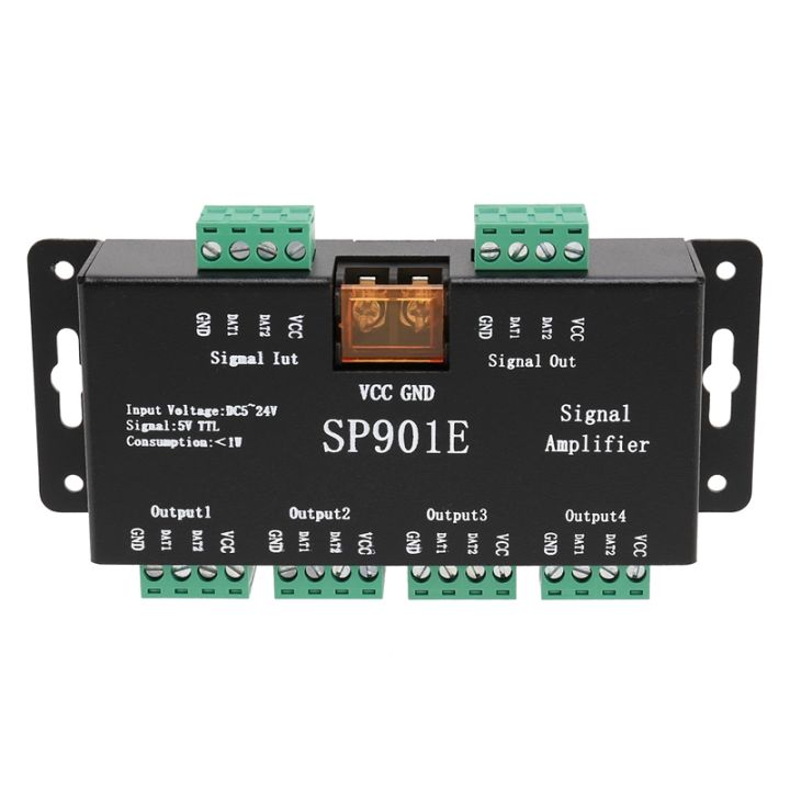 Amplificatore Di Segnale SP901E Per LED Indirizzabili WS2812B, SK6812, Etc. - Ripetitore SPI, 4/8 Uscite, Tensione 5-24V, Per Strisce LED E Matrici