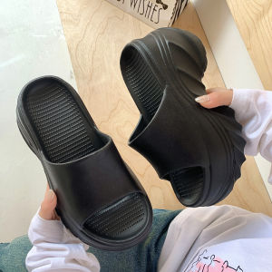[Free Shipping] 8CM High-Heeled Slippers For Women Suitable For Outdoor Wear In Summer Made Of EVA With A Thick Sole Perfect For The Beach And Featuring A Stylish One-Strap Design