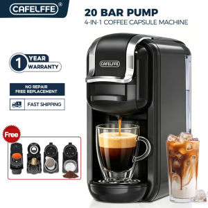 CafeLffe 4in1 Hot & Cold Brew Capsule Coffee Machine & Espresso Machine Set with Milk Frother,20Bar Pump Compatible with Nespresso Dolce Gusto & Ground Coffee Complete Home Cafe Kit