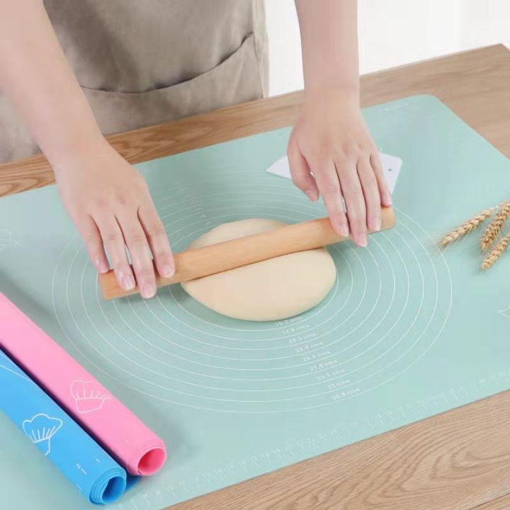 40cm x 50cm Silicone Baking Mat for Pastry Rolling Dough with Measurements  -BPA Free Non Slip Blue Table Sheet Baking Supplies for Bake Pizza Cake 