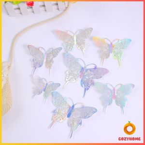 Cozy DIY ผีเสื้อกระดาษ ติดแบบกาว 2 หน้าก้ได้ ของแต่งห้อง แต่งผนัง เครื่องประดับ 3D Butterfly