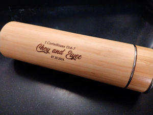 Personalized Bamboo Tumbler Customized 550ml Vacuum Tumbler Flask w/ handle Laser Engraving Engrave