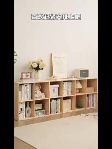 2026 Bookcase display cabinet solid wood lattice cabinet floor-standing wall rack home cabinet storage cabinet bedroom custom low cabinet