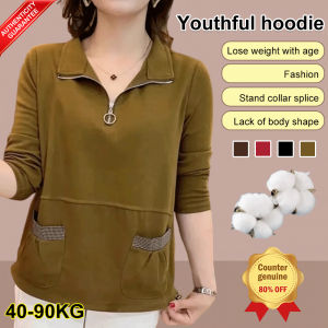 H Autumn loose thin womens longsleeved zipper sweater fashion tops half zipper pullover ladies tops