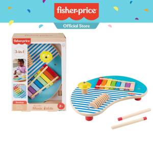 Fisher-Price Wooden Musical Table With Percussion instruments 3 Pieces Suitable for Age 2+