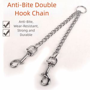 HOUCHU Stainless Steel 2 Way Dog Leash Wear Resistant Double Hook Dog Coupler Rope Heavy Duty 2 Dogs Pet Training Lead Running